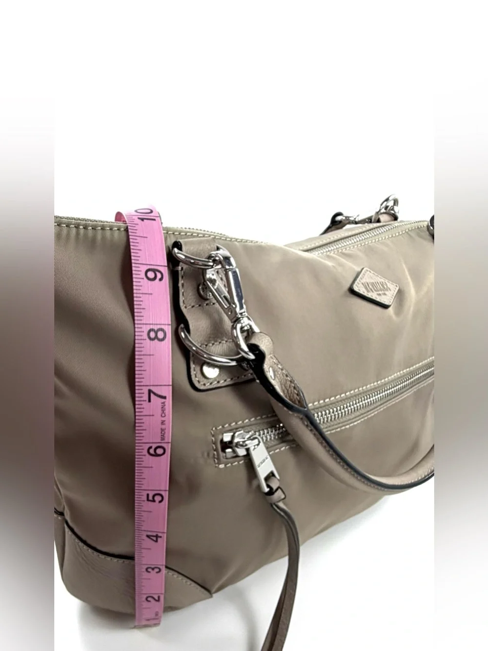 MZ Wallace Bedford Nylon Convertible Satchel | Taupe | 2 Straps | EUC